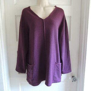 Bryn Walker Cozy Purple Lagenlook Sunday Shirt Bamboo Cotton S *Runs L